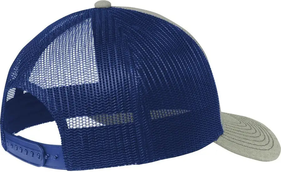 Port Authority C402 Snapback Trucker Cap - Heather Gray Patriot Blue - Gray/ / Adult Osfa