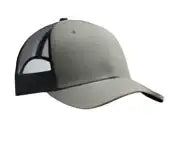 Port Authority C402 Snapback Trucker Cap - Heather Gray Rich Navy