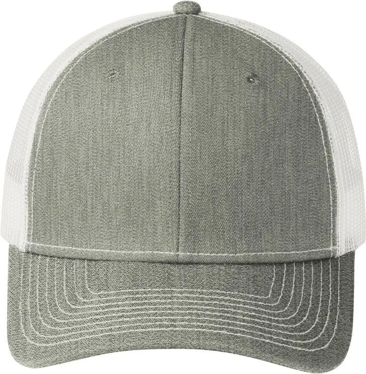Port Authority C402 Snapback Trucker Cap - Heather Gray White