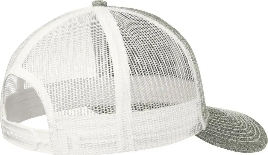 Port Authority C402 Snapback Trucker Cap - Heather Gray White