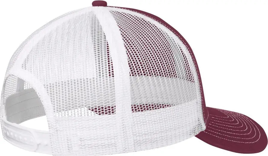 Port Authority C402 Snapback Trucker Cap - Maroon White - Maroon/ / Adult Osfa