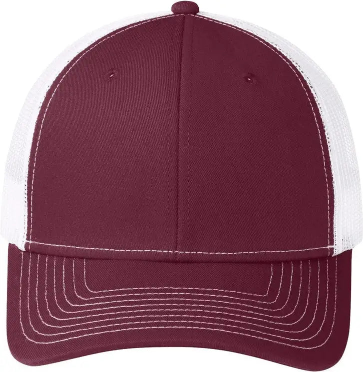 Port Authority C402 Snapback Trucker Cap - Maroon White