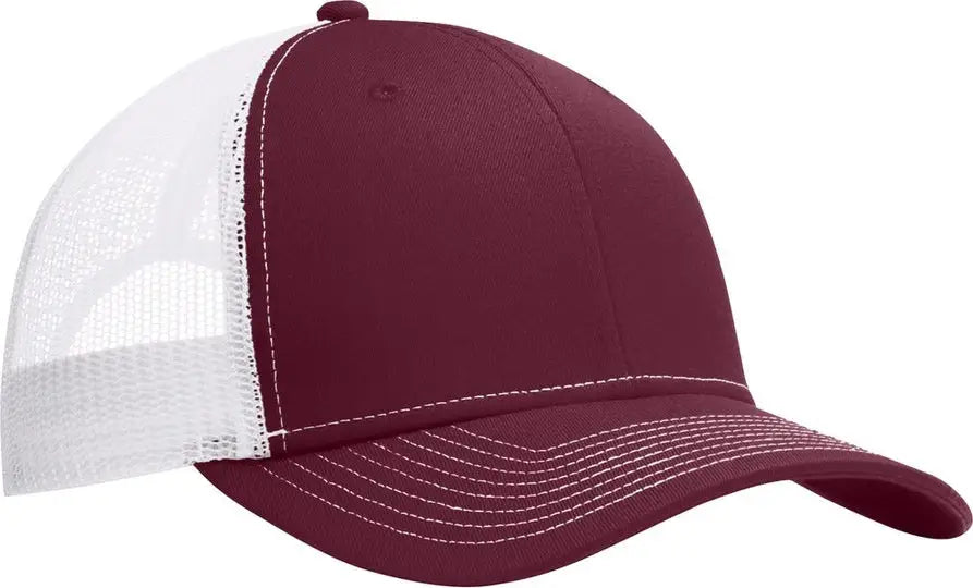 Port Authority C402 Snapback Trucker Cap - Maroon White
