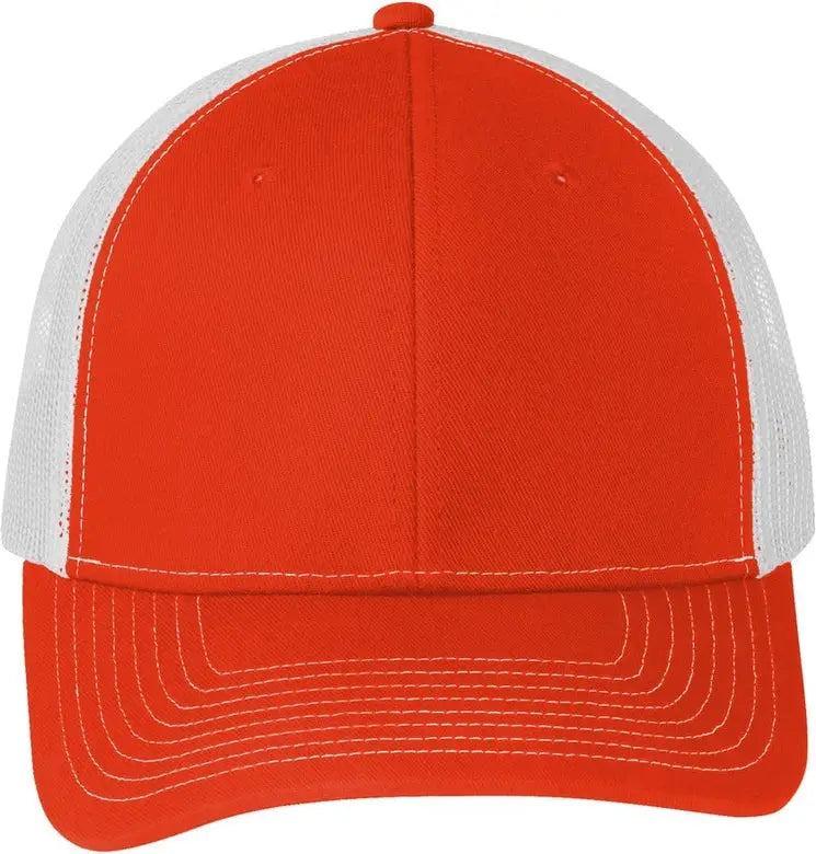 Port Authority C402 Snapback Trucker Cap - Orange White - Orange/ / Adult Osfa
