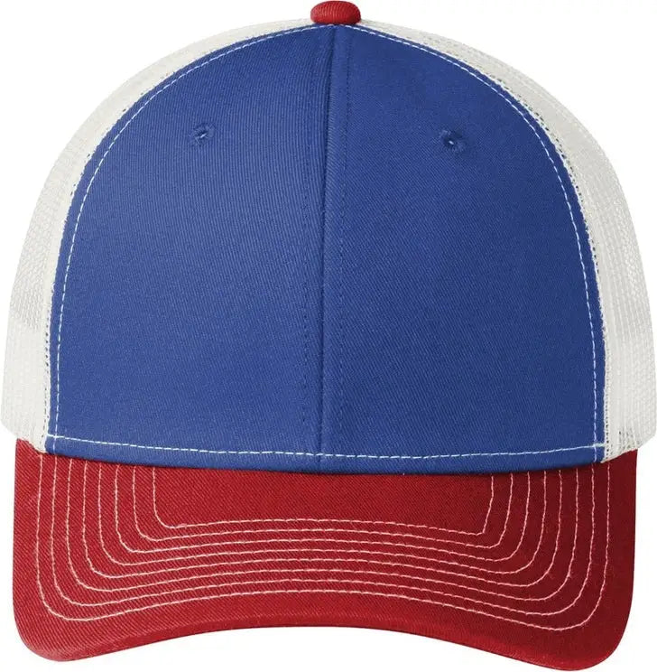 Port Authority C402 Snapback Trucker Cap - Patriot Blue Flame Red White - Blue/ Red/ / Adult Osfa
