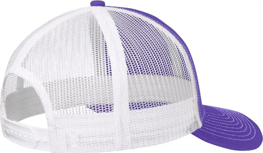 Port Authority C402 Snapback Trucker Cap - Purple White