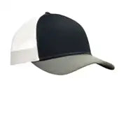Port Authority C402 Snapback Trucker Cap - Rich Navy Heather Gray White - Navy/ Gray/ / Adult Osfa