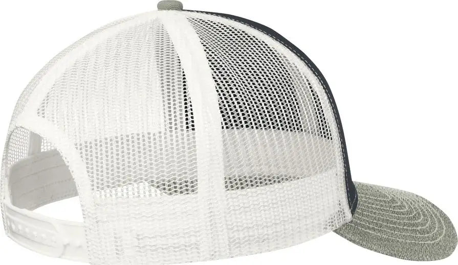 Port Authority C402 Snapback Trucker Cap - Rich Navy Heather Gray White - Navy/ Gray/ / Adult Osfa