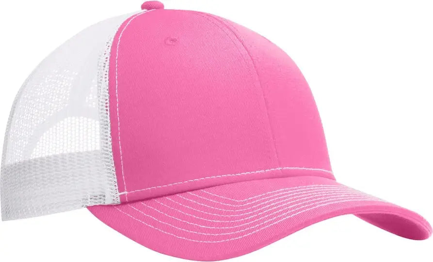 Port Authority C402 Snapback Trucker Cap - True Pink White