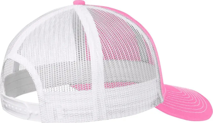 Port Authority C402 Snapback Trucker Cap - True Pink White