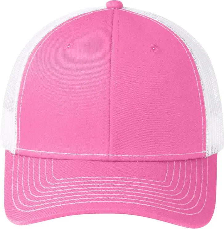 Port Authority C402 Snapback Trucker Cap - True Pink White