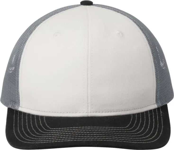 Port Authority C402 Snapback Trucker Cap - White Black Gusty Gray - White/ Black/ / Adult Osfa
