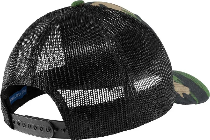 Port Authority C402 Snapback Trucker Cap - Woodland Camo Black - Camo/ / Adult Osfa