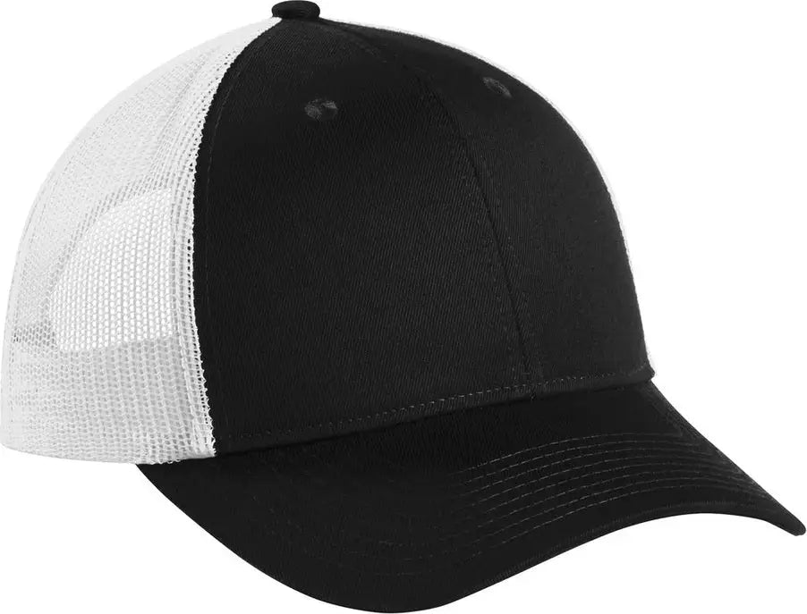 Port Authority C402lp Low-profile Snapback Trucker Cap - Black White - Black/ / Adult Osfa