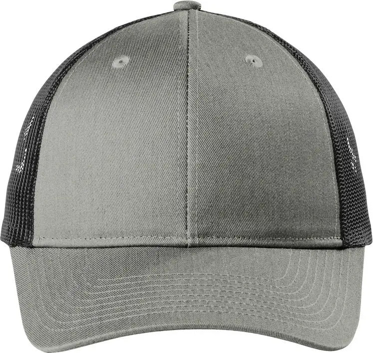 Port Authority C402lp Low-profile Snapback Trucker Cap - Heather Gray Black - Gray/ / Adult Osfa