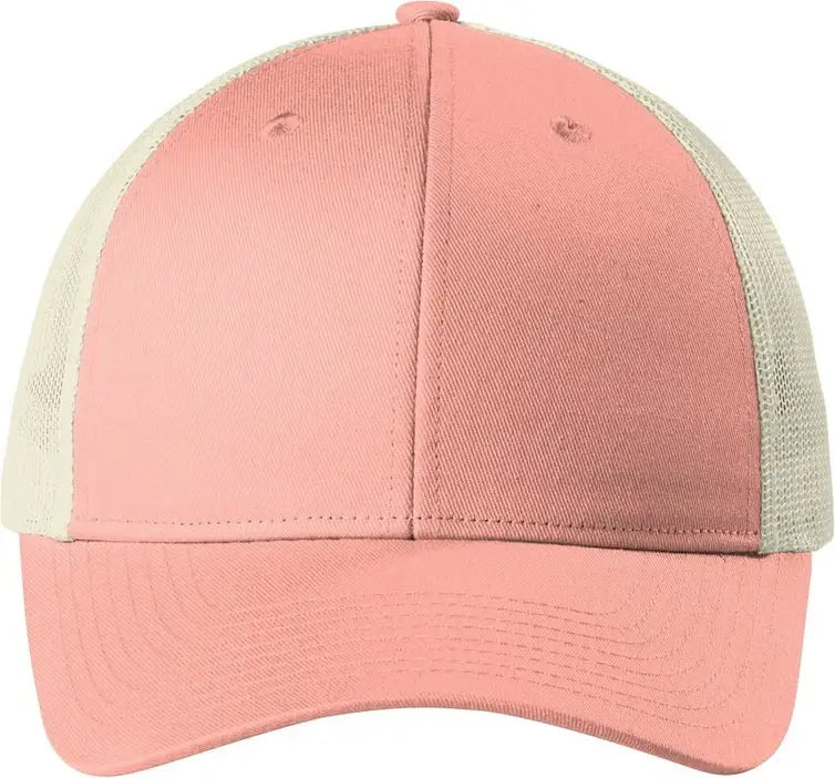 Port Authority C402lp Low-profile Snapback Trucker Cap - Soft Coral Ecru - Coral/ / Adult Osfa