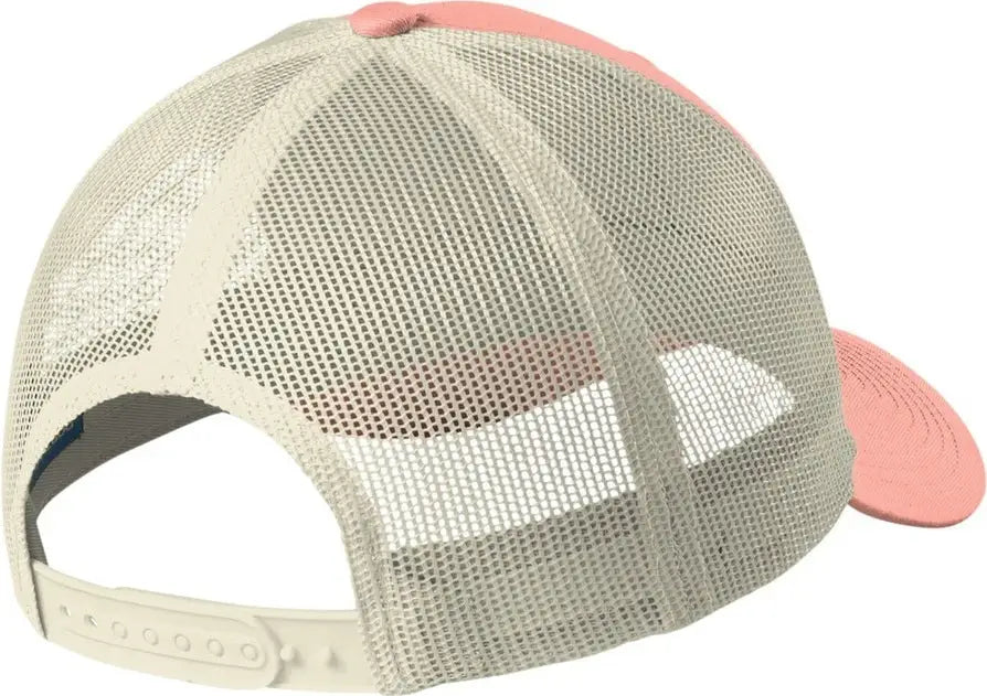 Port Authority C402lp Low-profile Snapback Trucker Cap - Soft Coral Ecru - Coral/ / Adult Osfa