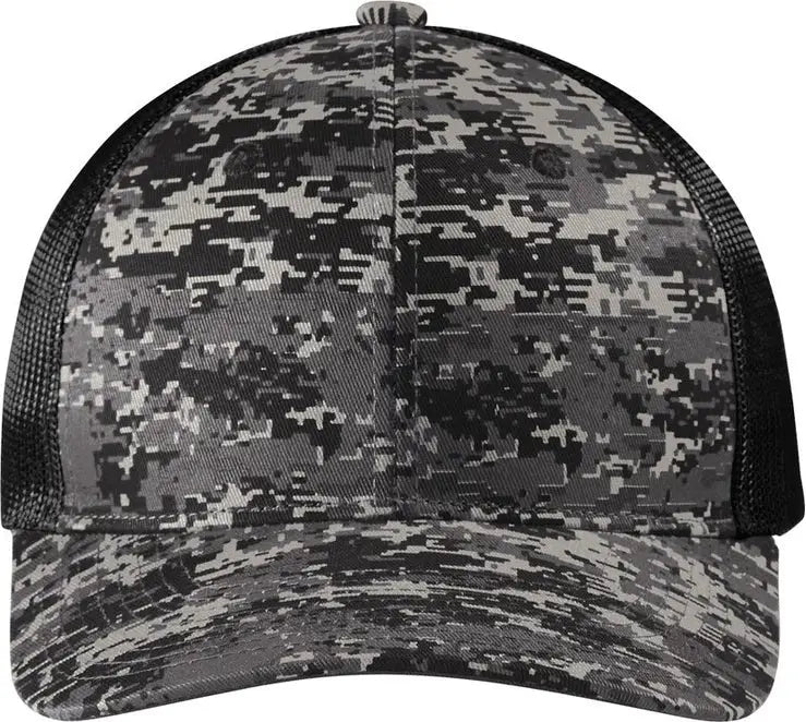 Port Authority C404 Digi Camo Snapback Trucker Cap - Black - Digi/ / Adult Osfa