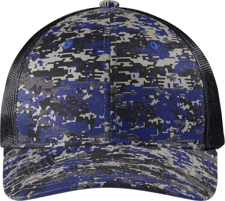 Port Authority C404 Digi Camo Snapback Trucker Cap - Patriot Blue Gray Steel - Digi/ / Adult Osfa