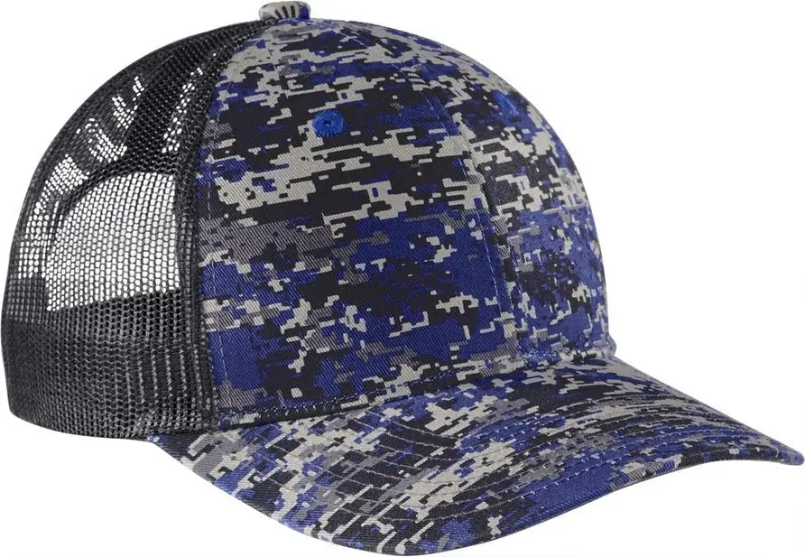 Port Authority C404 Digi Camo Snapback Trucker Cap - Patriot Blue Gray Steel - Digi/ / Adult Osfa
