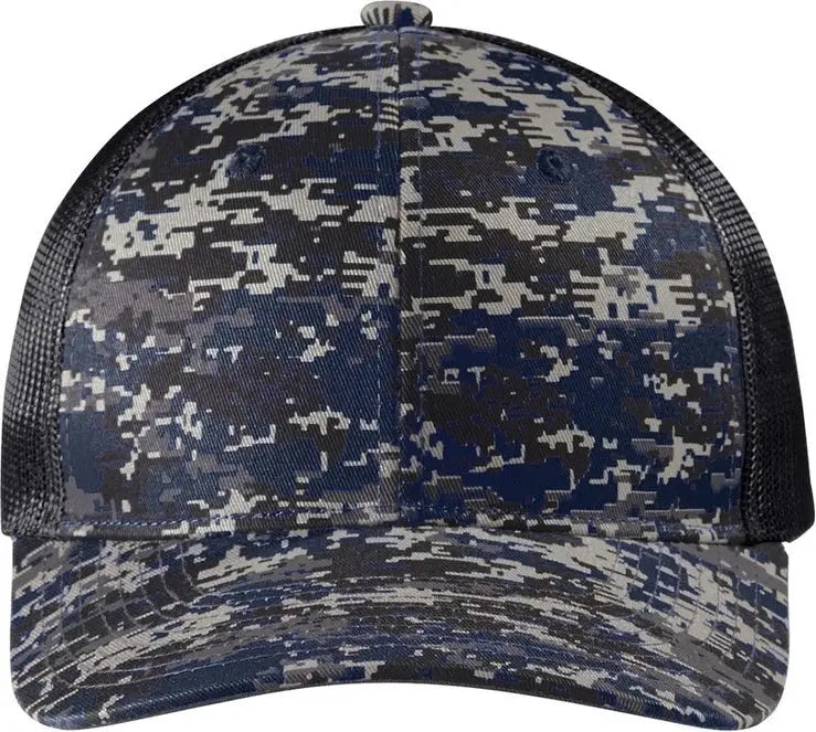 Port Authority C404 Digi Camo Snapback Trucker Cap - Rich Navy Gray Steel - Digi/ / Adult Osfa