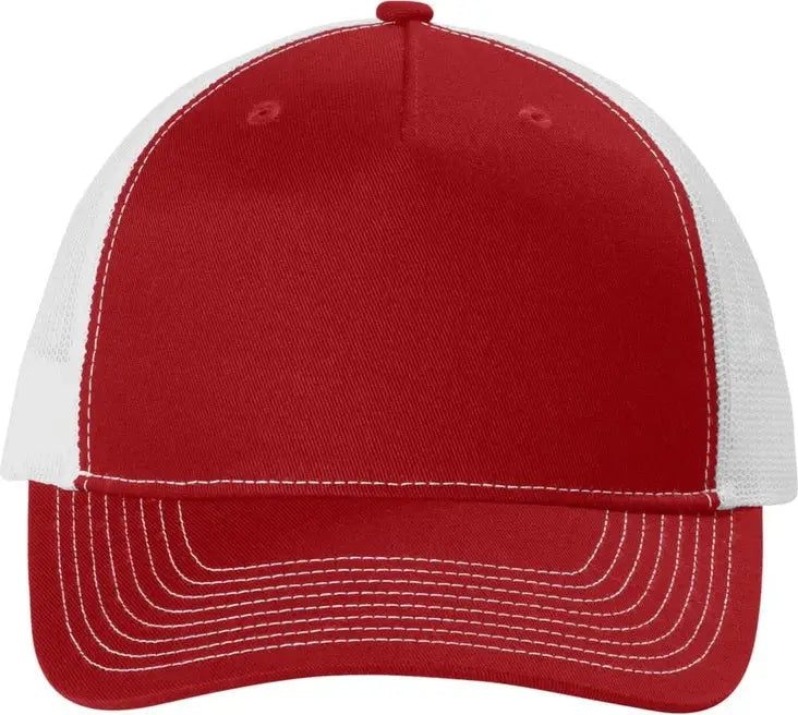 Port Authority C405 Snapback Five-panel Trucker Cap - Flame Red White - Red/ / Adult Osfa