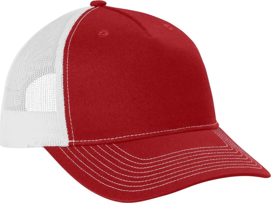 Port Authority C405 Snapback Five-panel Trucker Cap - Flame Red White - Red/ / Adult Osfa