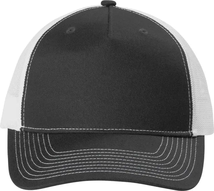 Port Authority C405 Snapback Five-panel Trucker Cap - Gray Steel White - Steel/ / Adult Osfa