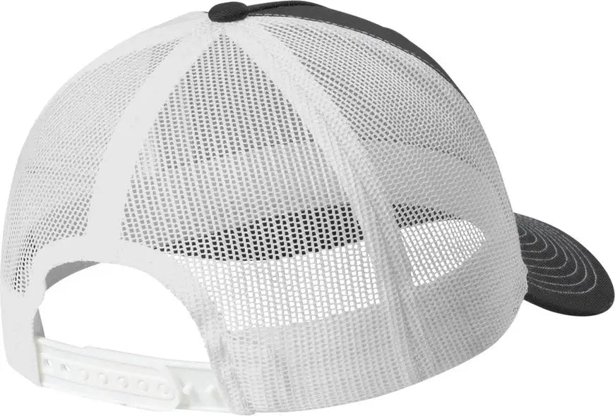 Port Authority C405 Snapback Five-panel Trucker Cap - Gray Steel White - Steel/ / Adult Osfa