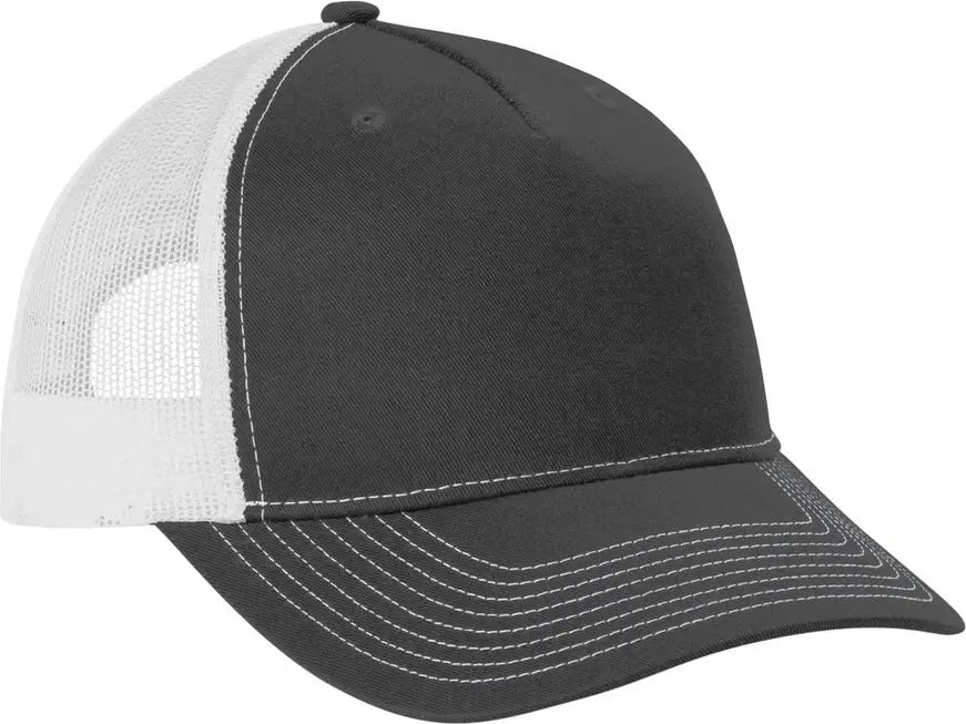 Port Authority C405 Snapback Five-panel Trucker Cap - Gray Steel White - Steel/ / Adult Osfa