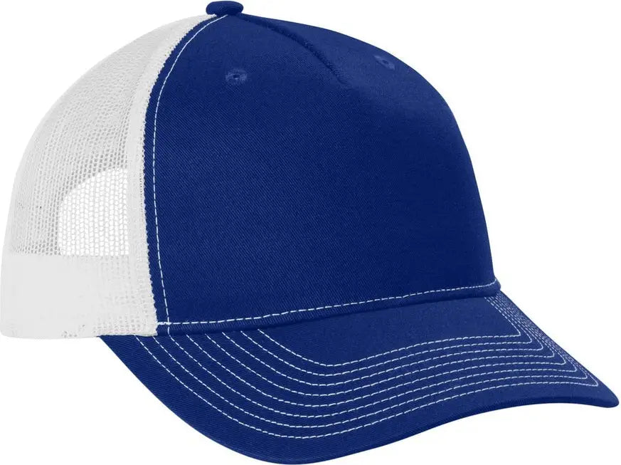 Port Authority C405 Snapback Five-panel Trucker Cap - Patriot Blue White - Blue/ / Adult Osfa