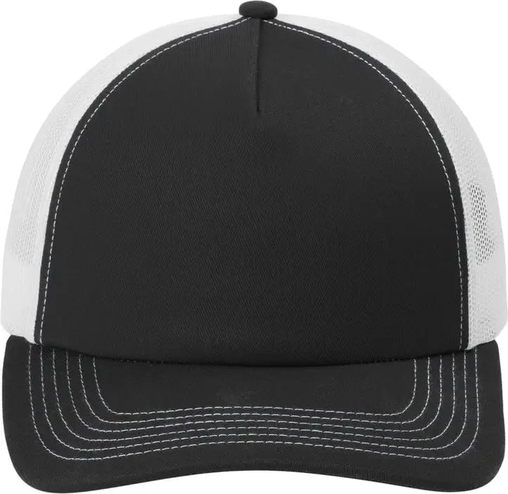 Port Authority C405lp Low-profile Snapback 5-panel Trucker Cap - Black White - Black/ / Adult Osfa