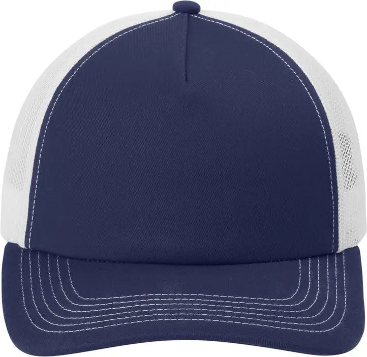 Port Authority C405lp Low-profile Snapback 5-panel Trucker Cap - True Navy White - Navy/ / Adult Osfa