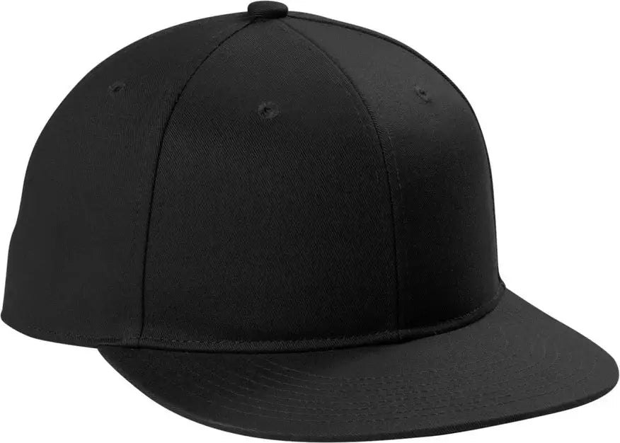 Port Authority C406 Snapback Flat Bill Cap - Black - Adult Osfa