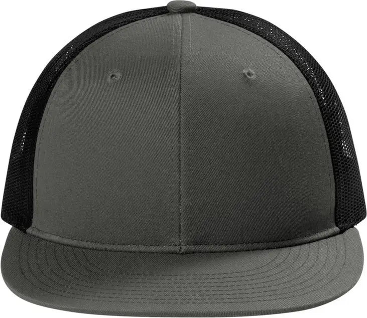 Port Authority C407 Snapback Flat Bill Trucker Cap - Gray Steel Black - Steel/ / Adult Osfa