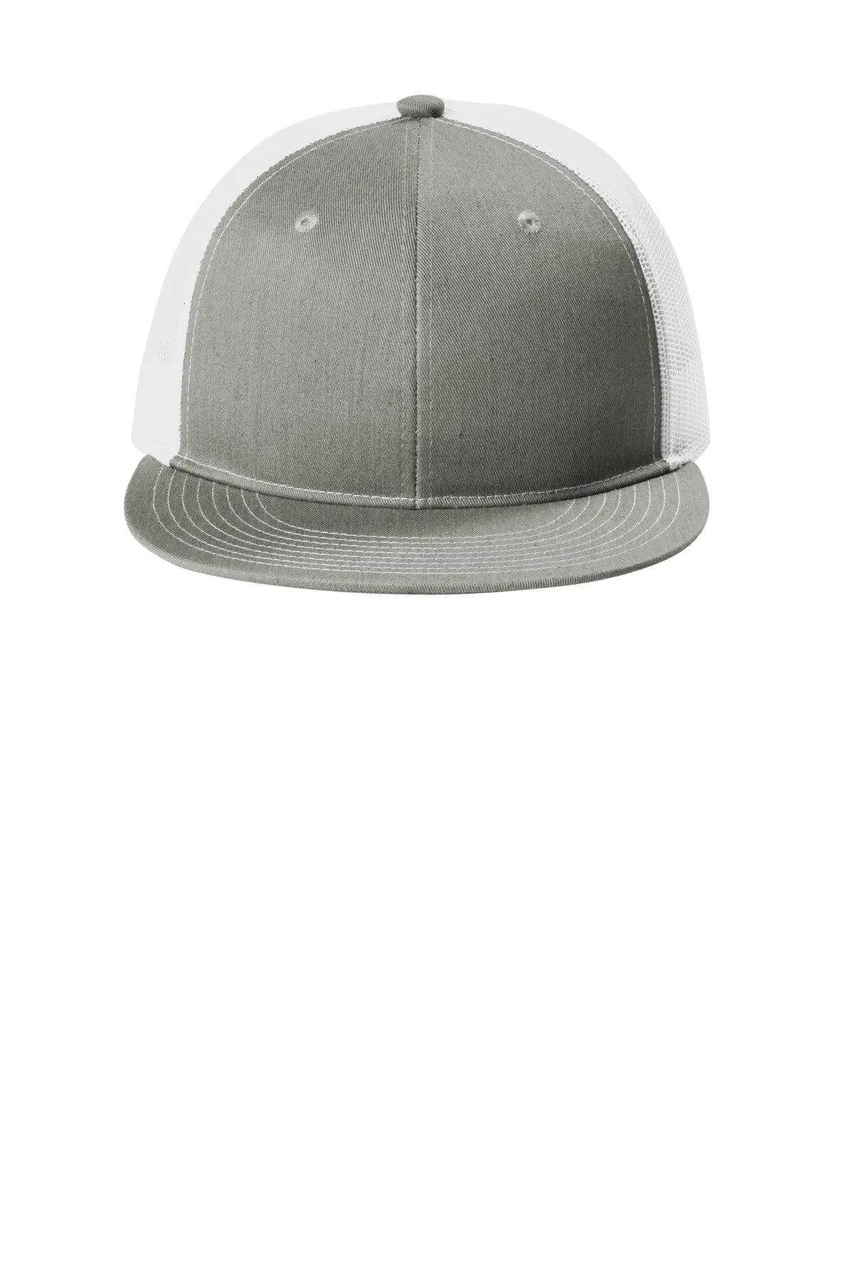 Port Authority C407 Snapback Flat Bill Trucker Cap - Heather Gray White - Gray/ / Adult Osfa