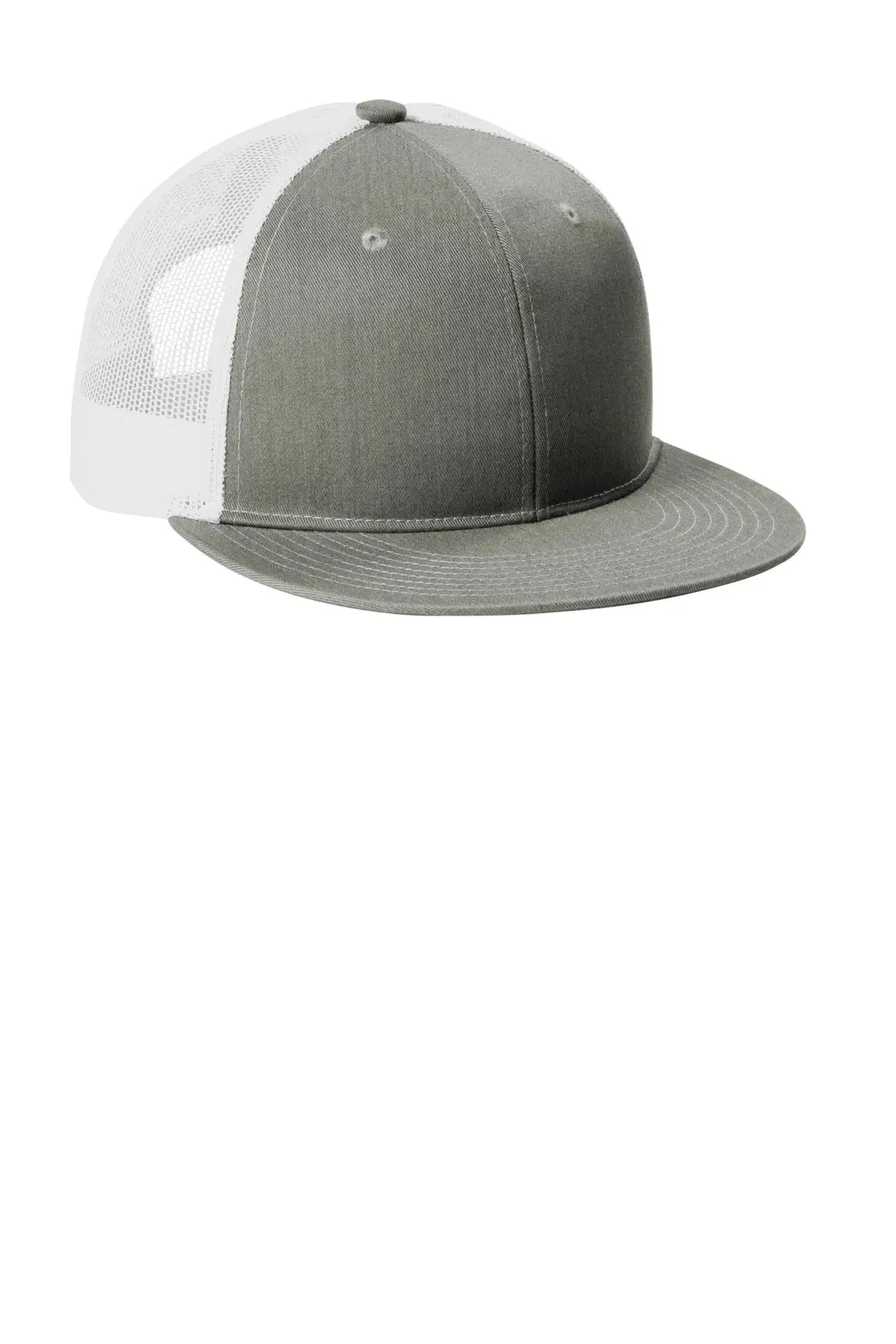 Port Authority C407 Snapback Flat Bill Trucker Cap - Heather Gray White - Gray/ / Adult Osfa