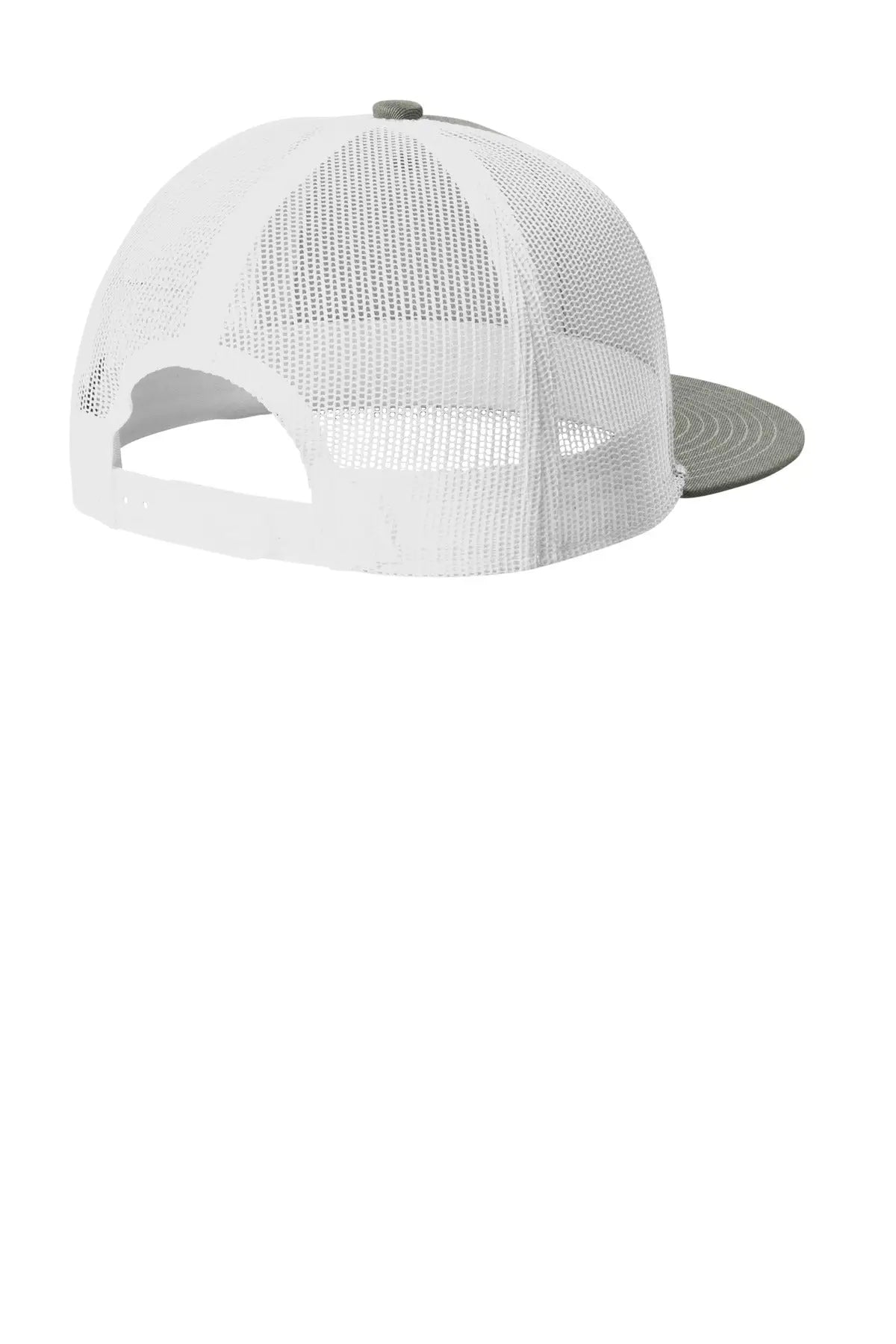 Port Authority C407 Snapback Flat Bill Trucker Cap - Heather Gray White - Gray/ / Adult Osfa