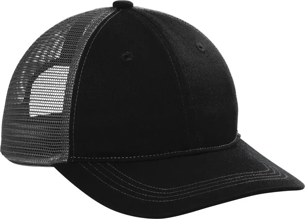 Port Authority C409 Unstructured Snapback Trucker Cap - Black Gray Steel - Black/ / Adult Osfa
