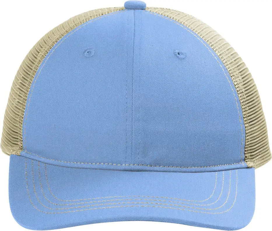 Port Authority C409 Unstructured Snapback Trucker Cap - Carolina Blue Tan - Blue/ / Adult Osfa
