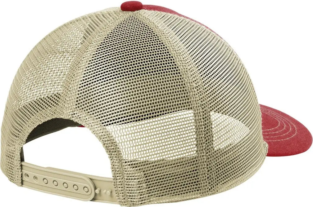 Port Authority C409 Unstructured Snapback Trucker Cap - Flame Red Tan - Red/ / Adult Osfa