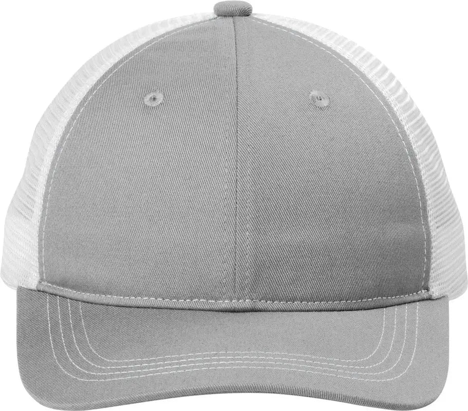 Port Authority C409 Unstructured Snapback Trucker Cap - Gusty Gray White - Gray/ / Adult Osfa