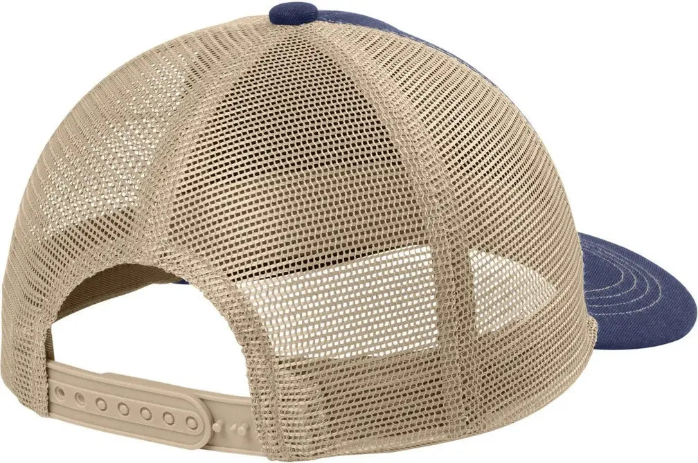 Port Authority C409 Unstructured Snapback Trucker Cap - True Navy Tan - Navy/ / Adult Osfa
