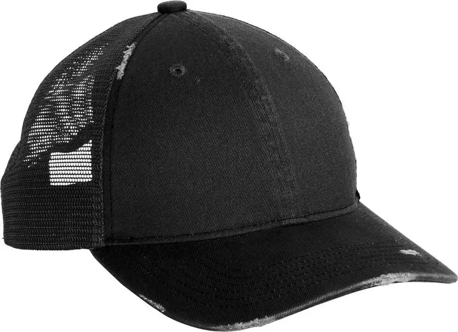 Port Authority C600 Distressed Mesh Back Cap - Black - Black/ / one Size Fits Most