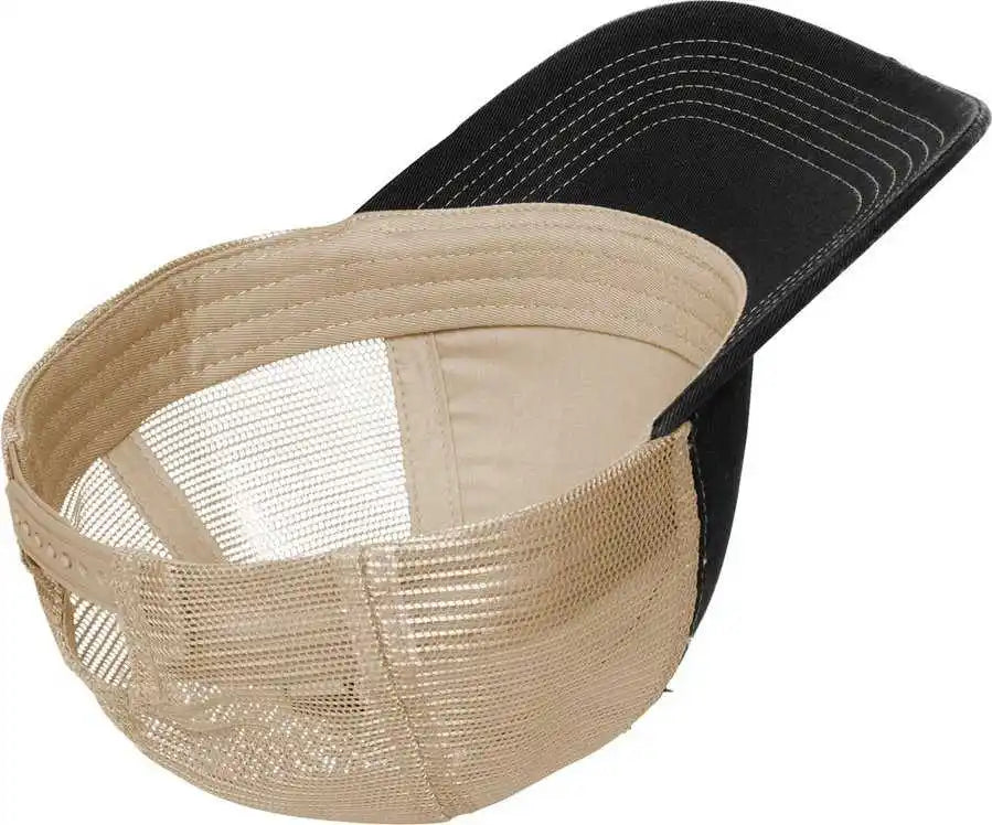 Port Authority C600 Distressed Mesh Back Cap - Black Khaki - Bllack / one Size Fits Most