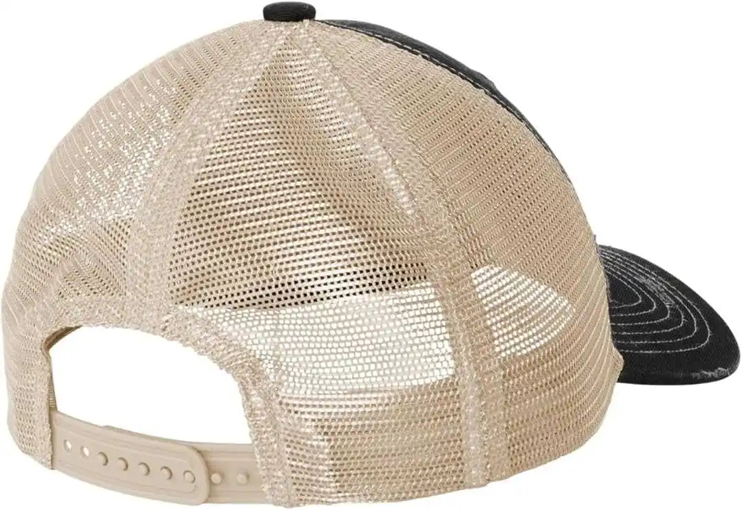 Port Authority C600 Distressed Mesh Back Cap - Black Khaki - Bllack / one Size Fits Most