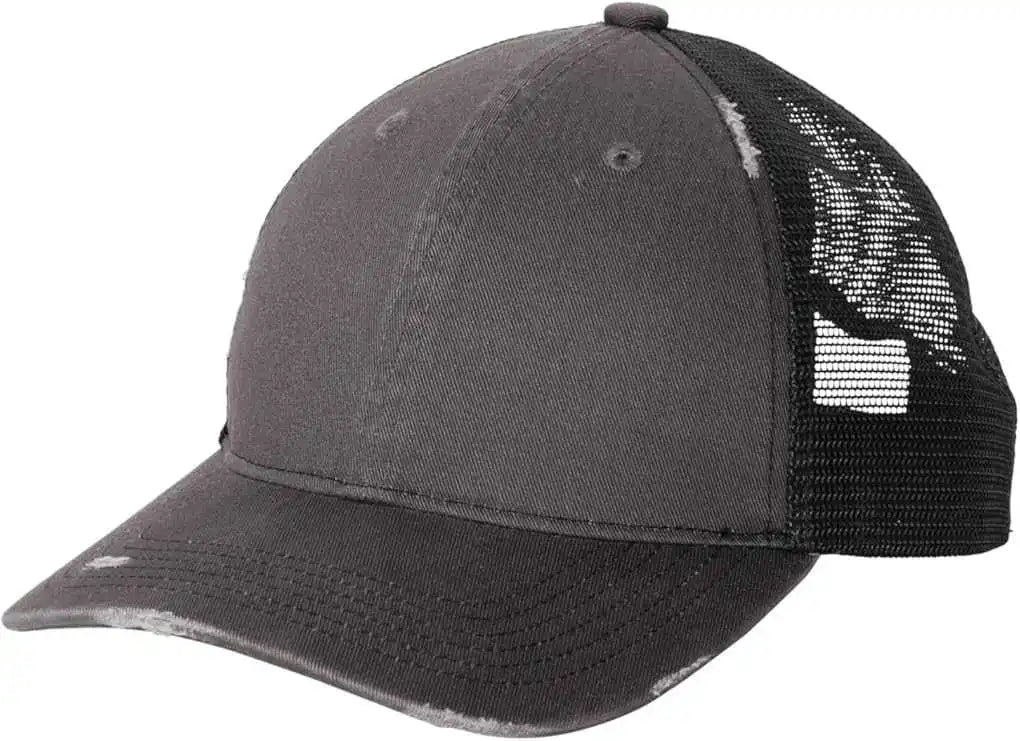 Port Authority C600 Distressed Mesh Back Cap Grey Steel Black Dark Gray / one Size Fits Most