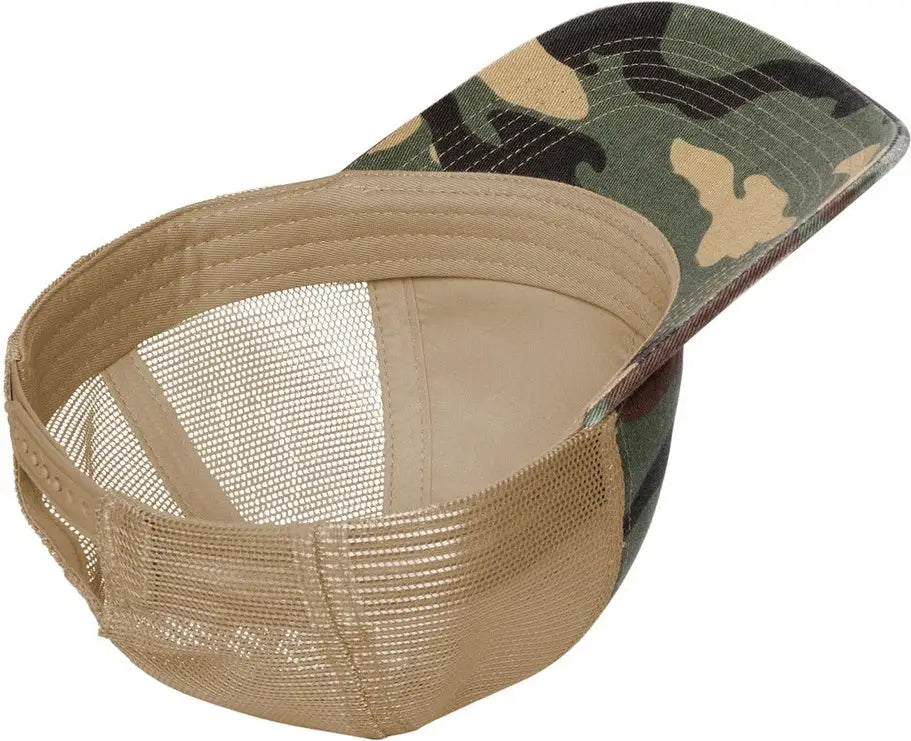 Port Authority C600 Distressed Mesh Back Cap - Military Camo Khaki - Camo/ / one Size Fits Most