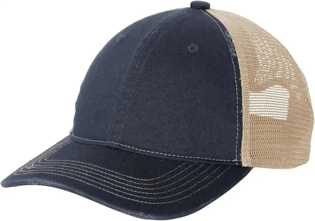 Port Authority C600 Distressed Mesh Back Cap - River Blue Navy Khaki - one Size Fits Most