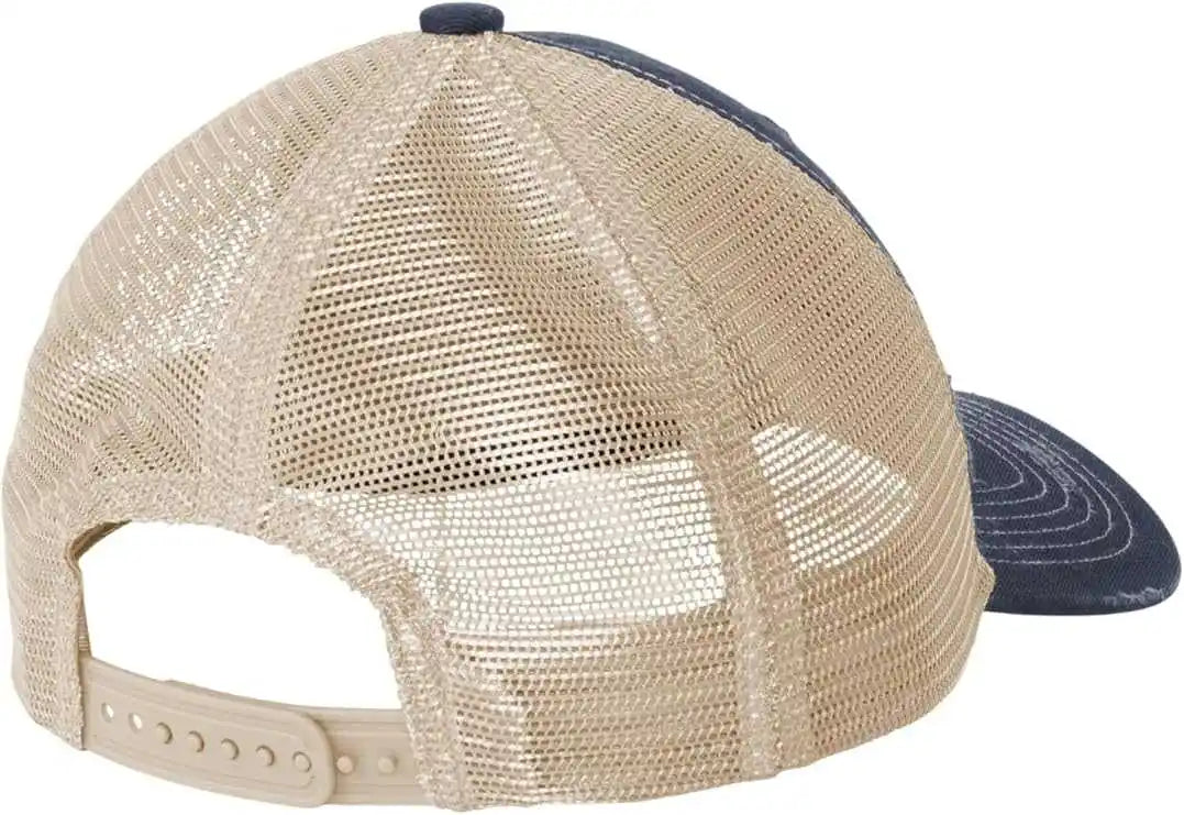 Port Authority C600 Distressed Mesh Back Cap - River Blue Navy Khaki - one Size Fits Most